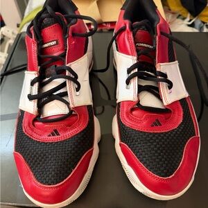 Adidas Kids Red and Black Sneakers with White Accents